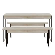 Conjunto de Mesa de Jantar com 2 Bancos Studio Snow e Preto