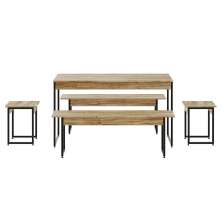 Conjunto de Mesa de Jantar com 2 Bancos e 2 Banquetas Studio Carvalho e Preto