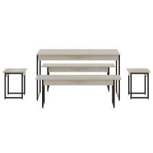 Conjunto de Mesa de Jantar com 2 Bancos e 2 Banquetas Studio Snow e Preto