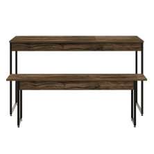 Conjunto de Mesa de Jantar com Banco Studio Carvalho Dark e Preto