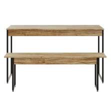 Conjunto de Mesa de Jantar com Banco Studio Carvalho e Preto
