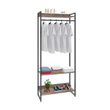 Guarda-Roupa Closet Studio Carvalho Dark e Preto 80 cm