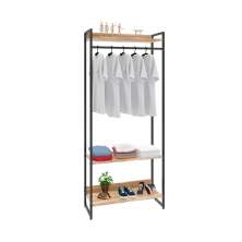 Guarda-Roupa Closet Studio Carvalho e Preto 80 cm