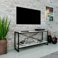Rack Studio Snow e Preto 120 cm