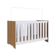 Berço Multifuncional com Colchão Aconchego (130x60cm) Branco e Nogal