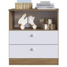 Comoda 02 Gav E Nichos LA005 Nogal Manchester Branco Comm