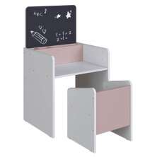 Mesinha Infantil Com Lousa E Cadeira Le Petit Branco Com Rosa