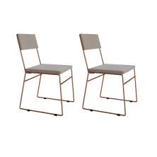 Kit 2 Cadeiras de Jantar Estofada Base Cobre Veludo Bege