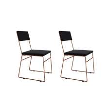 Kit 2 Cadeiras de Jantar Estofada Base Cobre Veludo Preto