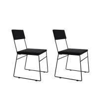 Kit 2 Cadeiras de Jantar Estofada Base Preto Veludo Preto