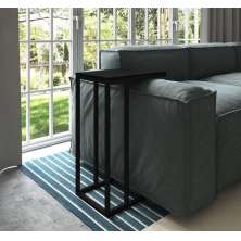 Mesa Lateral Encaixe Elena Wood com Tampo Preto