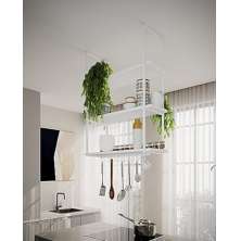 NICHO DE TETO PARA COZINHA 95CM BRANCO COM PRATELEIRA BRANCA