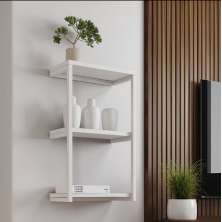 Nicho De Parede Industrial Para Quarto 3 Prateleiras Milão - Branco
