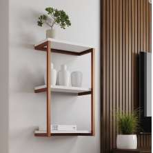 Nicho De Parede Industrial Para Quarto 3 Prateleiras Milão - Cobre e Branco
