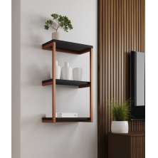 Nicho De Parede Industrial Para Quarto 3 Prateleiras Milão - Cobre e Preto