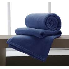 Manta Casal Flannel Extra Macio Corttex - Marinho