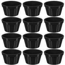 Conjunto 12 Ramekins Pretos Canelados 90ml Potes Bowls Peque