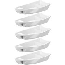 Conjunto 5 Barcas para Sushi Comida Japonesa Oriental Brancas Uno Coza Plástico 27,5x13cm