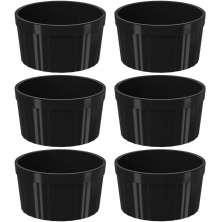 Conjunto 6 Ramekins 200ml Canelados Plástico Pretos Uno Coza