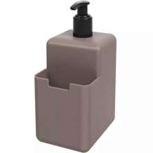 Dispenser 500ml Porta Detergente e Esponja 10x8x18,2 Coza Single Sabão Líquido Cinza Quente