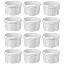 Jogo 12 Ramekins Brancos Canelados 150ml para Geleias Maione