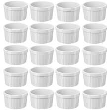 Kit 20 Ramekins Brancos Canelados 150ml Restaurante Maionese
