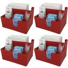 Kit 4 Porta Sachês Guardanapos Açúcar Organizadores Bancada Vermelho