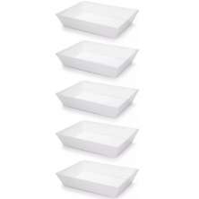 Kit 5 Travessas Retangulares 2,2L Brancas Salada Sobremesa P