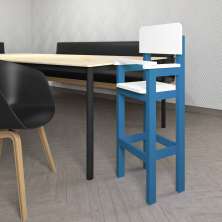Cadeira Alta Refeição Infantil Criança Restaurante Lanchonete MDF Azul Claro/Branco L12