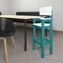Cadeira Alta Refeição Infantil Criança Restaurante Lanchonete MDF Azul Turquesa/Branco L12
