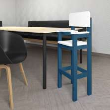 Cadeira Alta Refeição Infantil Criança Restaurante Lanchonete MDF Azul/Branco L12