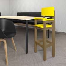 Cadeira Alta Refeição Infantil Criança Restaurante Lanchonete MDF Bege/Amarelo L12