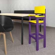 Cadeira Alta Refeição Infantil Criança Restaurante Lanchonete MDF Lilás/Amarelo L12