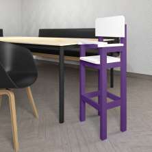 Cadeira Alta Refeição Infantil Criança Restaurante Lanchonete MDF Lilás/Branco L12