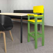 Cadeira Alta Refeição Infantil Criança Restaurante Lanchonete MDF Verde/Amarelo L12