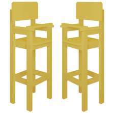 Kit 2 Cadeiras Alta Refeição Infantil Criança Restaurante Lanchonete MDF Amarelo Mel L12
