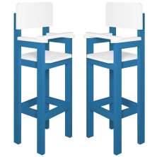 Kit 2 Cadeiras Alta Refeição Infantil Criança Restaurante Lanchonete MDF Azul Claro/Branco L12