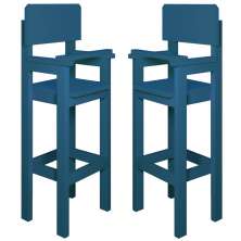 Kit 2 Cadeiras Alta Refeição Infantil Criança Restaurante Lanchonete MDF Azul L12
