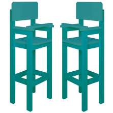 Kit 2 Cadeiras Alta Refeição Infantil Criança Restaurante Lanchonete MDF Azul Turquesa L12