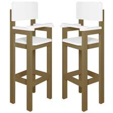 Kit 2 Cadeiras Alta Refeição Infantil Criança Restaurante Lanchonete MDF Bege/Branco L12
