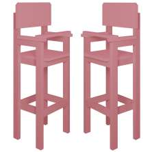 Kit 2 Cadeiras Alta Refeição Infantil Criança Restaurante Lanchonete MDF Rosa L12