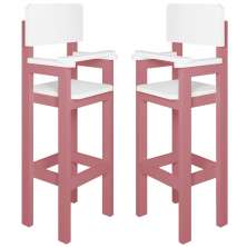 Kit 2 Cadeiras Alta Refeição Infantil Criança Restaurante Lanchonete MDF Rosa/Branco L12