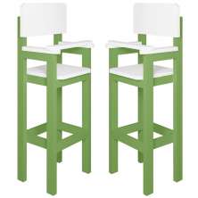 Kit 2 Cadeiras Alta Refeição Infantil Criança Restaurante Lanchonete MDF Verde/Branco L12
