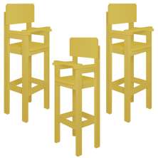 Kit 3 Cadeiras Alta Refeição Infantil Criança Restaurante Lanchonete MDF Amarelo Mel L12
