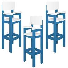 Kit 3 Cadeiras Alta Refeição Infantil Criança Restaurante Lanchonete MDF Azul Claro/Branco L12