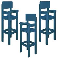 Kit 3 Cadeiras Alta Refeição Infantil Criança Restaurante Lanchonete MDF Azul L12