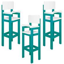 Kit 3 Cadeiras Alta Refeição Infantil Criança Restaurante Lanchonete MDF Azul Turquesa/Branco L12