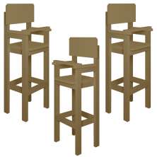 Kit 3 Cadeiras Alta Refeição Infantil Criança Restaurante Lanchonete MDF Bege L12