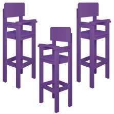 Kit 3 Cadeiras Alta Refeição Infantil Criança Restaurante Lanchonete MDF Lilás L12