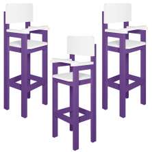 Kit 3 Cadeiras Alta Refeição Infantil Criança Restaurante Lanchonete MDF Lilás/Branco L12